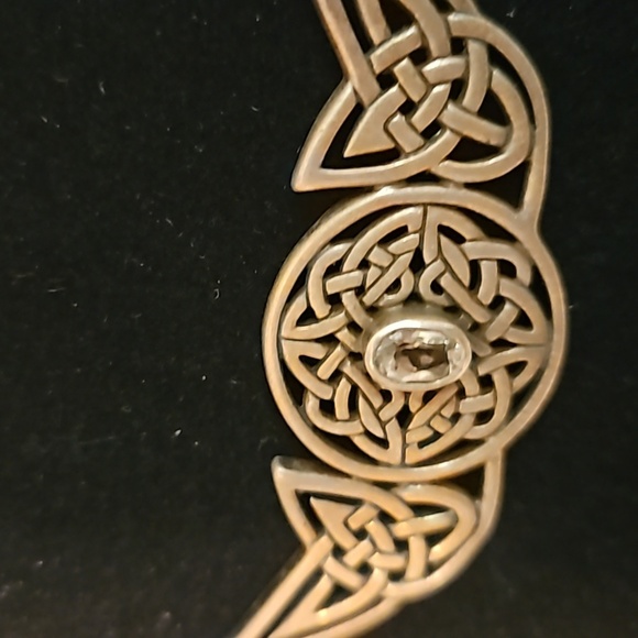 925 Bronzetone Celtic 16" Necklace w/ Blue Rhinestone - Picture 4 of 9